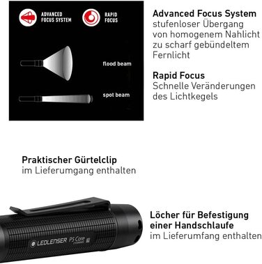 Ліхтарик Ledlenser P5 Core компактний LED, 150 лм, фокусування, 1x AA, 90 м, з батарейкою, акумуляторний