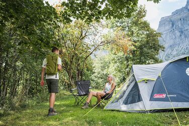 Намет Coleman Darwin 3 Plus для 2-4 осіб, купольний, легкий і компактний, 100% водонепроникний, пришита підлога, для кемпінгу та туризму, швидке встановлення, сірий