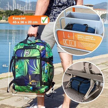 Рюкзак Cabin Max Metz 30L для ручної поклажі EasyJet 45x36x20 см, з переробленого поліестеру, місткий, з компресійними ременями