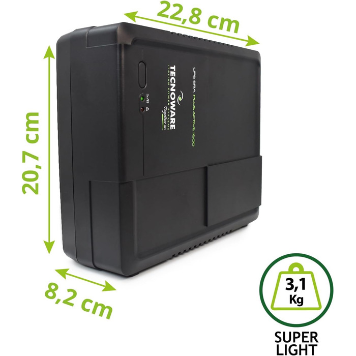 UPS Tecnoware ERA PLUS DC: Джерело безперебійного живлення для Wi-Fi та відеоспостереження, Powerbank 8800mAh, POE 24V/48V, захист від перепадів напруги та відключень до 240 хв