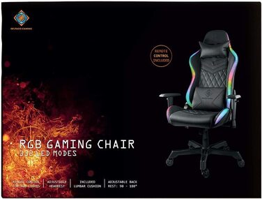 Ігрове крісло Deltaco Gaming DC410 з LED-підсвіткою, екошкіра, RGB освітлення, ергономічне, з подушками для попереку та шиї, чорне