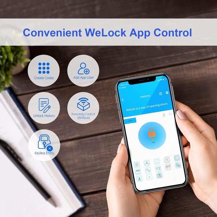 Електронний замок WELOCK з WiFi для вхідних дверей, розумний дверний замок із RFID-карткою та мобільним додатком, водонепроникний IP65, сумісний з Alexa, модель PCB41-WIFIBOX