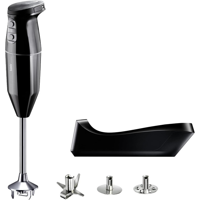 Блендер занурювальний bamix Cordless PLUS, бездротовий, набір з насадками, 250 Вт, 3 швидкості, нержавіюча сталь, чорний, Швейцарія