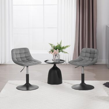 Комплект з 2 регульованих стільців WOLTU, обертові барні табурети з оксамиту, світло-сірі, для дому та офісу, висота сидіння 38-49,5 см, багатофункціональні для кухні, вітальні, магазину