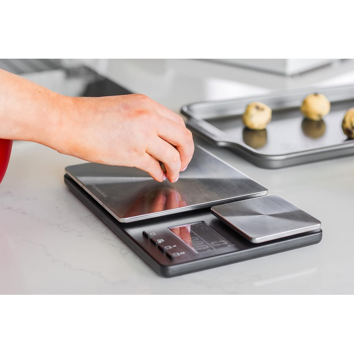 Кухонні ваги KitchenAid цифрові з двома платформами, до 5000г/500г, чорні, з таймером
