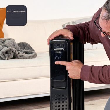 Масляний радіатор BLACK+DECKER BXRA2300E, 2000 Вт, 9 секцій, з регульованим термостатом та захистом від перегріву, чорний