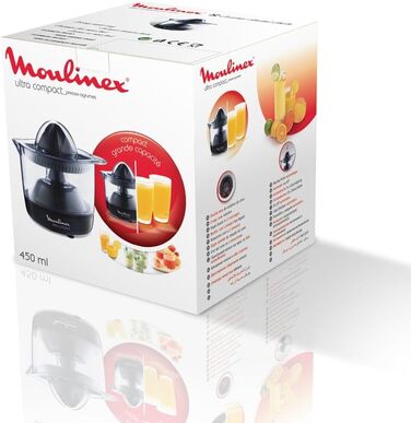 Цитрусовижималка електрична Moulinex Ultra Compact PC120870, 450 мл, чорна - для апельсинів та інших цитрусових