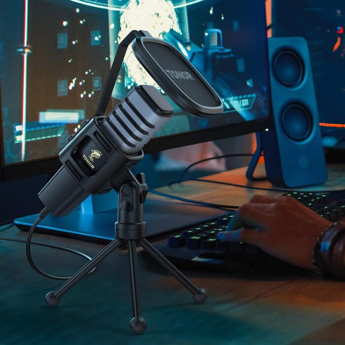 USB конденсаторний мікрофон TONOR TC30 з підставкою, поп-фільтром та павуком, кардіоїдна діаграма, для стрімінгу, подкастів, озвучування, сумісний з ПК, ноутбуком