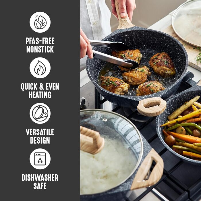Набір керамічного посуду GreenLife GranitChef 8 предметів, індукція, без PFOA, небесно-блакитний