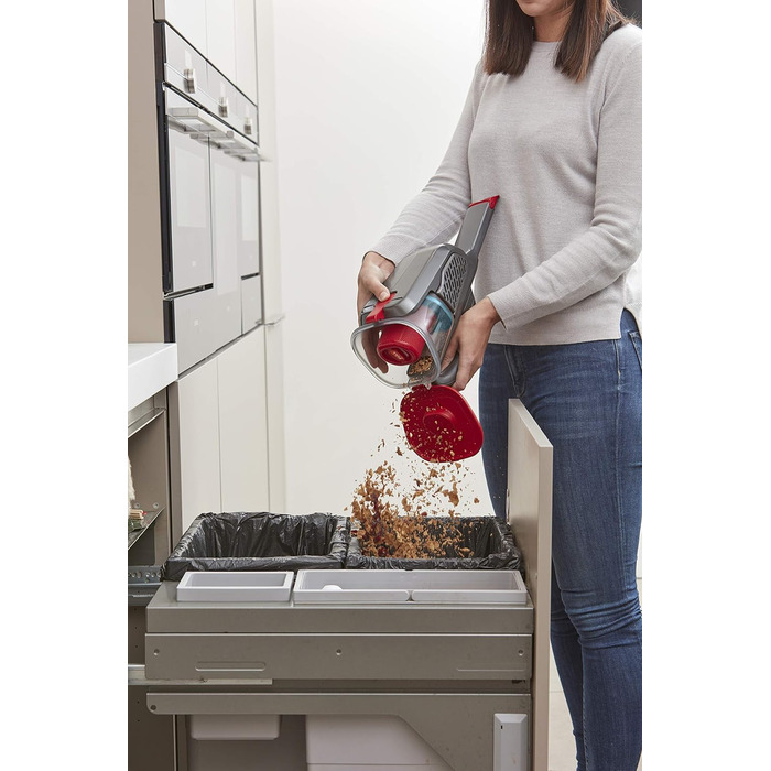 Пилосос ручний акумуляторний BLACK+DECKER Lithium Dustbuster BHHV315J, 12 В, 20 AW, циклонний, безмішковий, з висувною щілинною насадкою, титан/червоний, 500 мл
