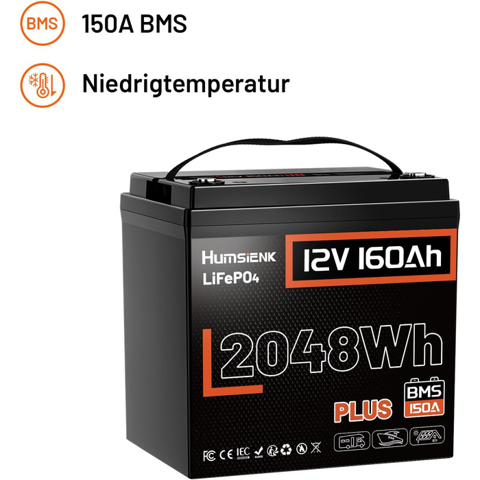 Акумулятор LiFePO4 Humsienk 24V 200Ah 5120Wh — Потужний сонячний акумулятор з BMS 250A, IP65, для RV, сонячних систем та резервного живлення будинку