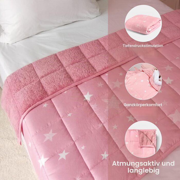 Обтяжена ковдра для дітей DREAMSCENE Star, 100x150 см, 3 кг, рожева — сенсорна важка ковдра для дітей від 3 років