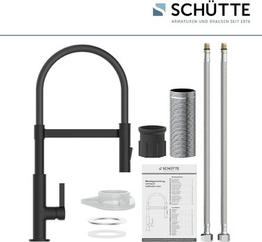 Змішувач кухонний SCHÜTTE Miami 79147 чорний матовий з висувним душем та гнучким шлангом