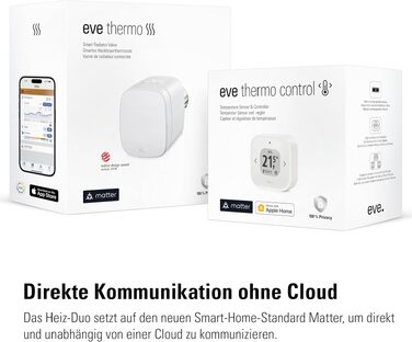 Розумний термостат для радіатора Eve Raumkomfort-Set (Matter), компактний комплект для керування температурою в приміщенні