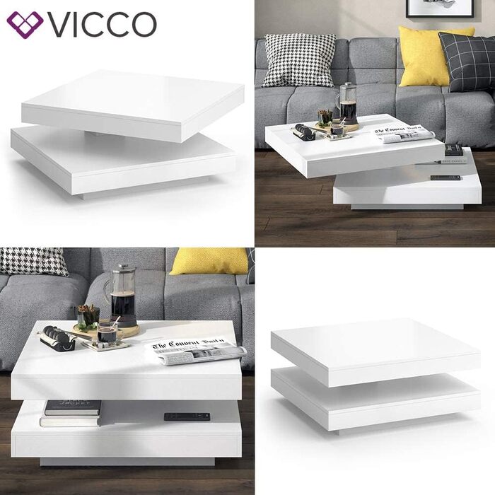 Журнальний стіл Vicco Elias білий 70x34 см