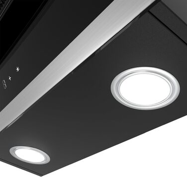 Витяжка кухонна CIARRA ASB6736N 60 см, 650 м³/год, навісна, нержавіюча сталь та чорне скло, керування через App та Touch, режим рециркуляції та відведення, з вугільним фільтром CBCF003, чорна