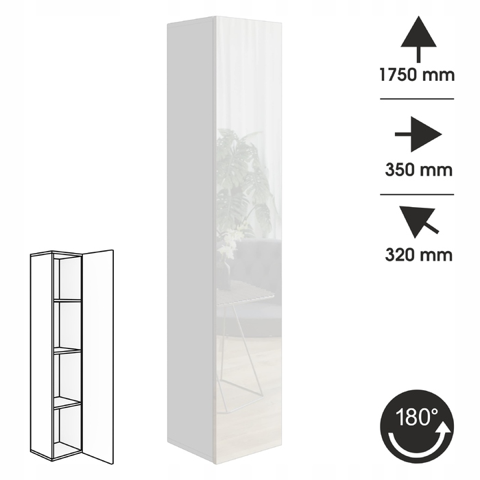 Стелаж BroMARKT 35 см x 175 см x 32 см, білий