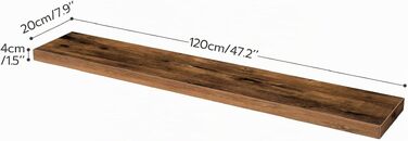 Полиця настінна HOOBRO 2 шт., 120x20x4 см, коричнева, з прихованими кріпленнями, для ванної, спальні, кухні, офісу, вітальні, вінтажний стиль