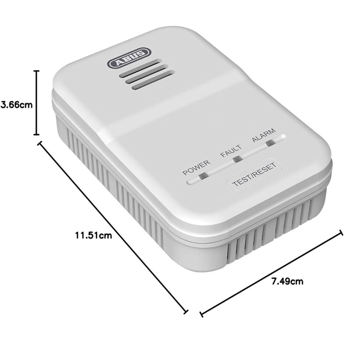 Детектор природного газу та метану ABUS GWM100ME, 85 дБ, мережевий AC220-240V, білий