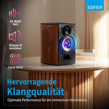 Edifier R1280T: Активні референсні колонки 2.0 - 42W RMS, Коричневий, Без Bluetooth, Для ПК та Студії