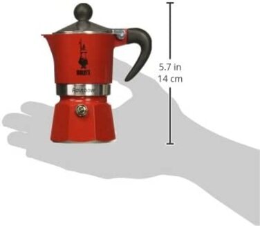Кавоварка гейзерна Bialetti Rainbow, алюміній, червона, на 1 чашку