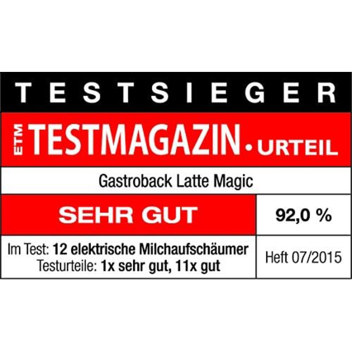 Електричний спінювач молока Gastroback 42325 Latte Magic, 350 мл, для гарячої та холодної піни, 500 Вт, білий пластик