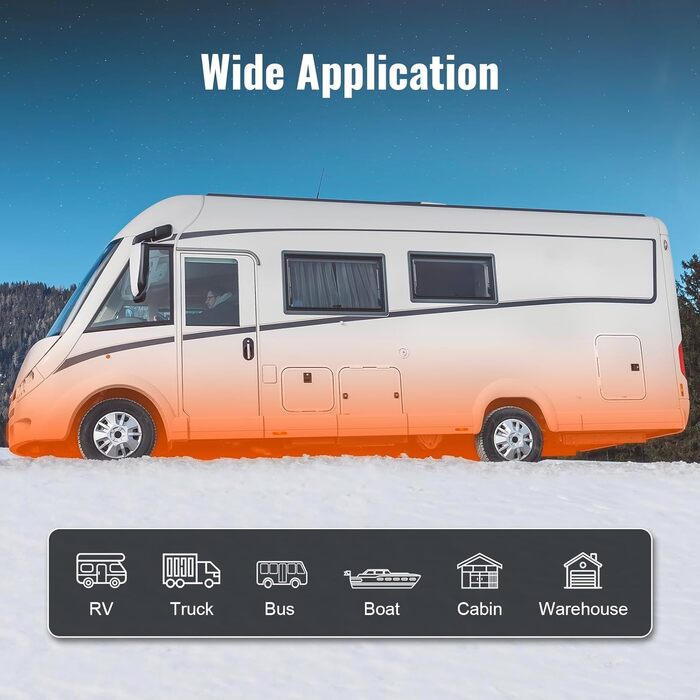 Автономний дизельний опалювач VEVOR 8 кВт, 12V, з LCD-дисплеєм та пультом ДУ, Bluetooth, 0.16-0.62 л/год, оранжевий