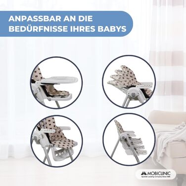 Дитячий стільчик Mobiclinic® Kids Simba, розкладний, з регулюванням висоти, безпечний, з м'яким сидінням та знімним столиком, зелений (з принтом ведмедика)