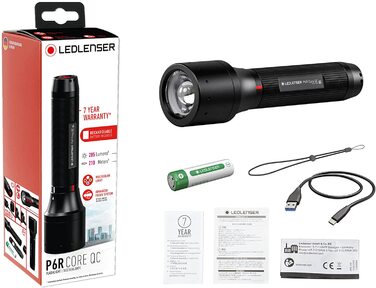 Ліхтарик Ledlenser P6R Core QC, мультиколірний LED (білий, червоний, зелений, синій), акумуляторний, 270 лм, 335 м, для полювання, риболовлі, аутдору
