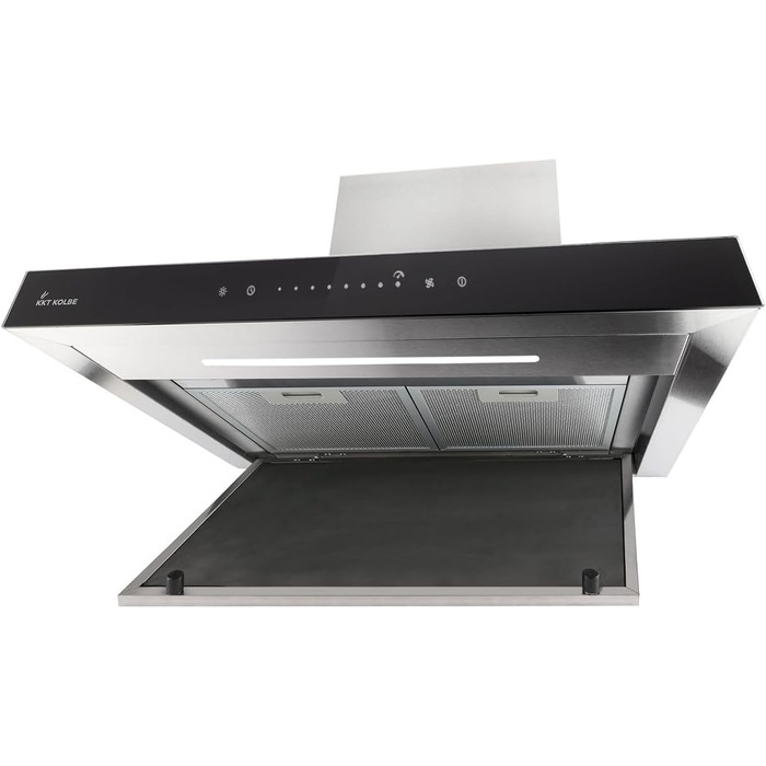 Витяжка для кухні KKT KOLBE FLAT6006ED 60 см, сталь та чорне скло, з WLAN, сенсорним керуванням та режимами відводу/рециркуляції повітря
