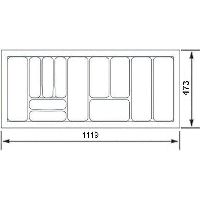 Вкладиш для столових приборів Orga-Box I, лоток 1117 x 474 мм для Tandembox і ModernBox у шафу 120 см (шухляда 120 см)