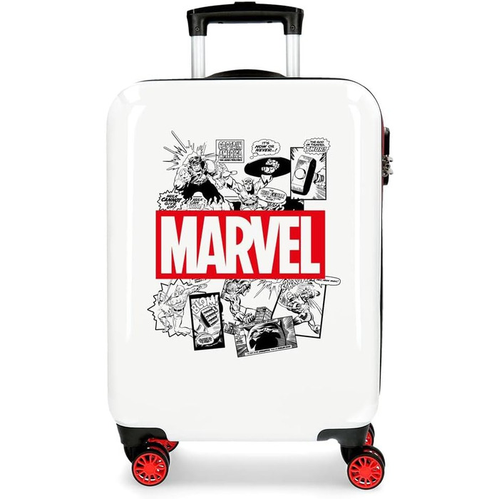 Дитяча валіза Marvel Avengers, біла, 55×40×20 см, ABS, з кодовим замком, 34 л, 2,6 кг, 4 колеса, ручна поклажа