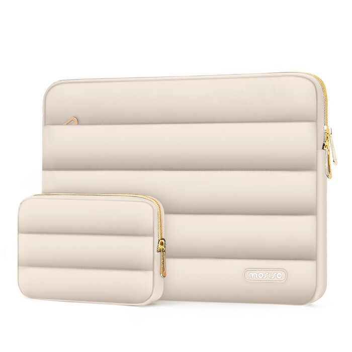 Захисний чохол-сумка для ноутбука MOSISO Puffy 15 дюймів, м'який padded sleeve (колір: пісочний)