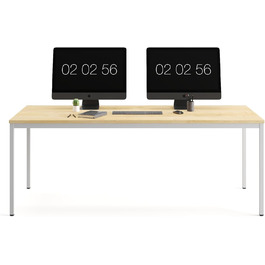 Стіл furni24 з металу та дуба, 120x60x75 см, TÜV/GS, універсальний: письмовий, комп'ютерний, кухонний, офісний, ігровий, легка збірка, колір дуб/сірий
