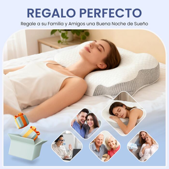 Подушка для шиї з Memory Foam, ортопедична для сну на боку, спині та животі (Сіра) - підтримка шийного відділу хребта