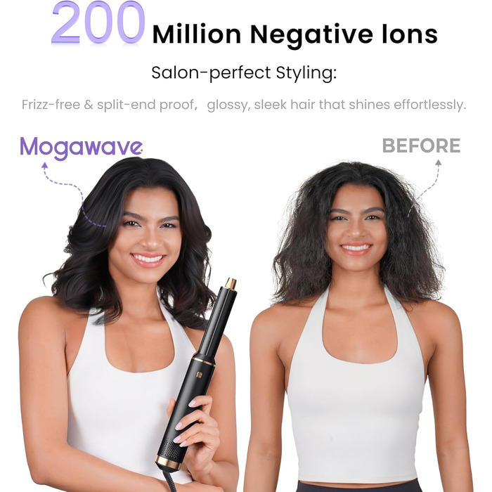 Mogawave Airstyler 5-в-1 Pro 1000W: Фен-щітка, стайлер для волосся з іонізацією (чорний)