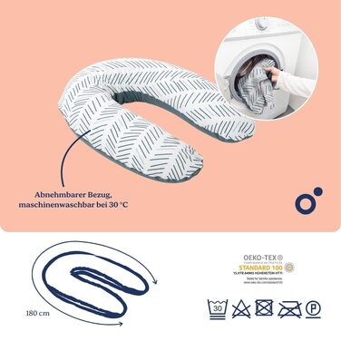 Подушка для вагітних Doomoo Still Buddy 180 см, чохол з бавовни Tetra Bio, наповнювач з мікрогранул EPS, Oeko-TEX Standard 100, Ethnic Petrol