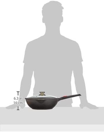 Wok Kamberg 30 см, знімна ручка, алюмінієвий, антипригарне кам'яне покриття, з кришкою, для всіх плит (індукція), PFOA-вільний, чорний