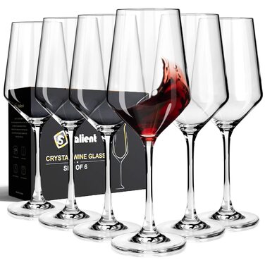 Набір келихів для вина PROST! 6 шт., 491 мл, з кришталевого скла без свинцю, для червоного та білого вина, 496 мл, підходить для миття в посудомийній машині