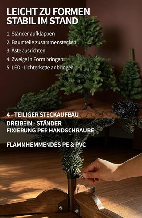 Штучна ялинка Menz Premium з LED-гірляндою, 200 см, преміум-якість (10 років гарантії)
