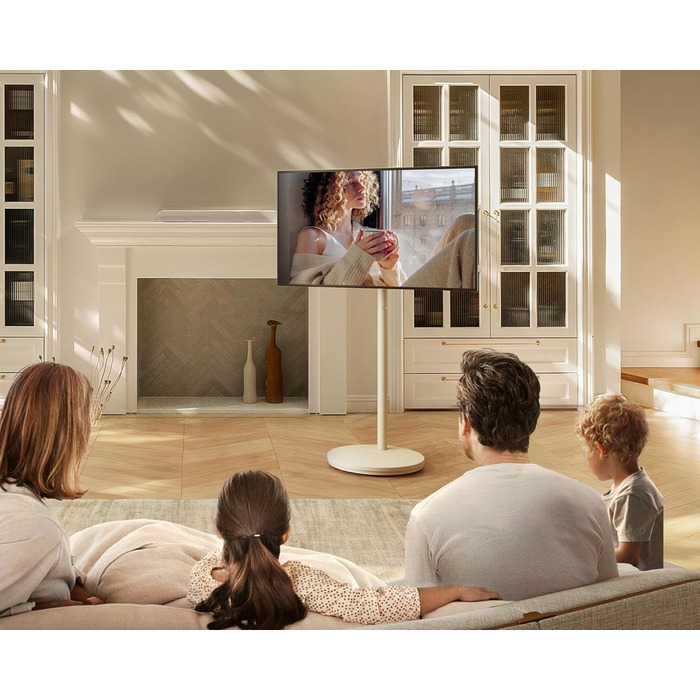 Мобільна TV підставка FITUEYES Design для 24-48'' з колесами, обертанням 90°, компактна, для офісу, спальні, вітальні, натуральне дерево
