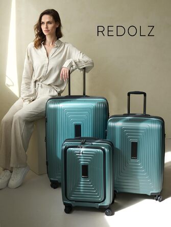Валіза для подорожей REDOLZ L, розширювана, пластикова (Hartschalen), перламутрово-зелений металік