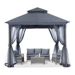 Павільйон садовий ABCCANOPY 2.5x2.5м водонепроникний, з сіткою, зимостійкий, сірий - для вечірок та захисту від сонця та дощу