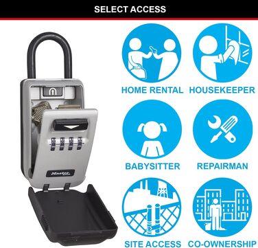 Сейф-контейнер для ключів Master Lock з настінним кріпленням, вуличний, з підсвічуванням кодових коліс, 12.6 x 7.2 x 5.2 см