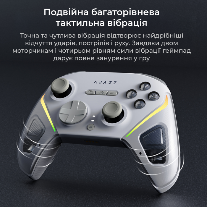 Бездротовий геймпад з док-станцією Ajazz GP100 Set White (GP100S-W)