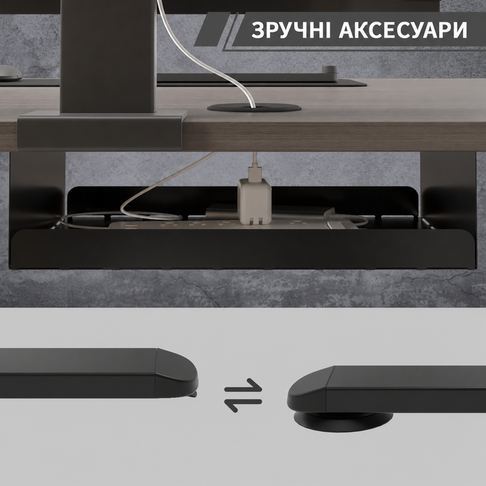 Електричний стіл JUMMICO з регулюванням висоти 160x80 см з кабельним лотком, USB, вінтажний коричневий