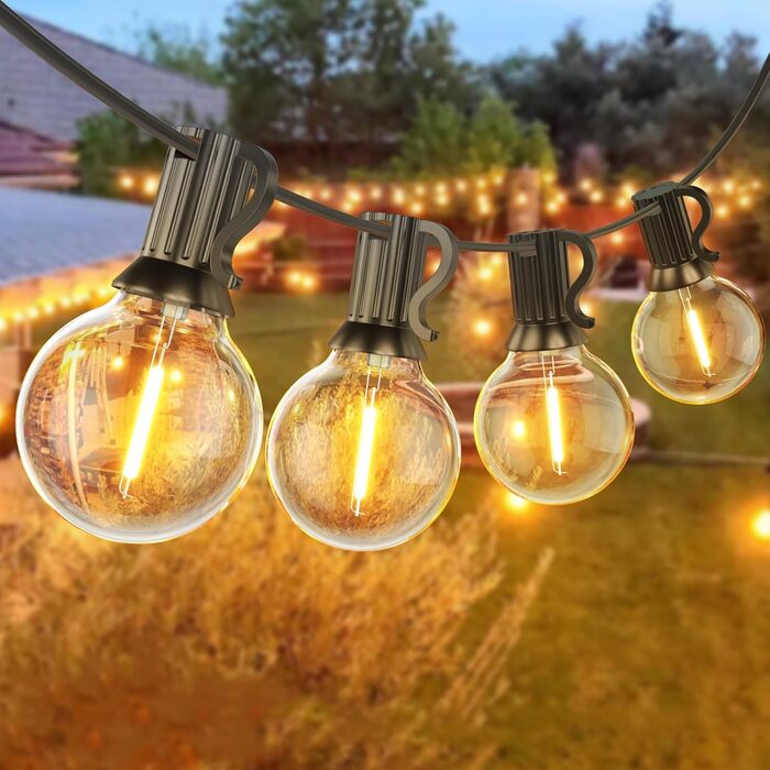 LED гірлянда для вулиці 45,7 м з пультом, 75 LED, тепле світло, IP45, для саду, балкону, тераси, кемпінгу та вечірок (220V)