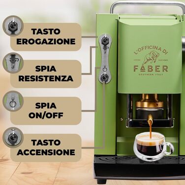 Кавомашина FABER Pro Deluxe для ESE-подушечок 44 мм, хром, латунний прес, Acid Green