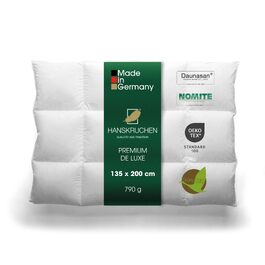 Преміальна всесезонна ковдра з гусячого пуху Premium de Luxe, 135x220 см, касетна, 100% бавовна, гіпоалергенна, Made in Germany