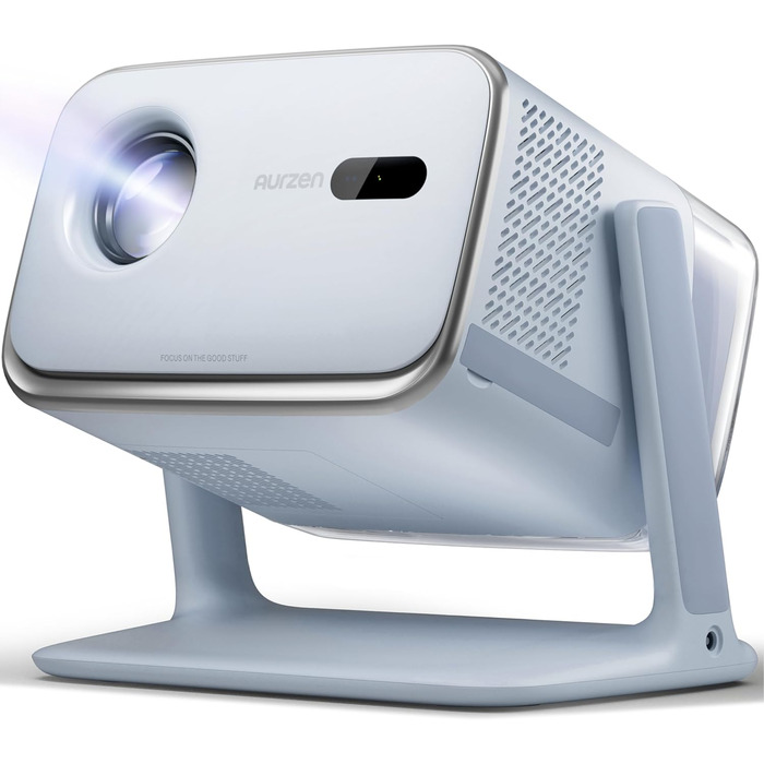 Aurzen Boom Mini 4-в-1 Smart Beamer з Google TV, 4K, проєктор для дому та на вулицю, 20W Dolby Audio, 500 ANSI, автофокус ToF, корекція трапеції, Wi-Fi/Bluetooth, сумісність з телефоном (блакитний)